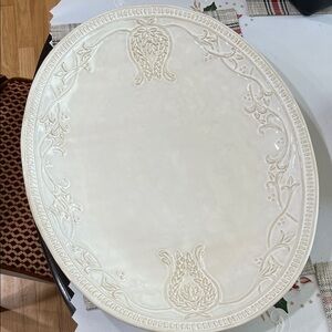 Pottery Barn Cream Decorative Large Oval Platter
